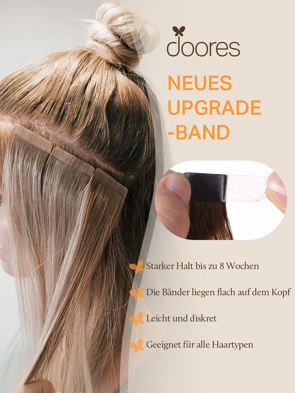 DOORES Extensions Echthaar Tape in, Balayage Natürliches Schwarz bis Hellblond 40cm (16zoll) 100g 40pcs, Echthaar Tape Extensions Blond Remy Haar Full Thick Ends Haarteil Für Unsichtbare