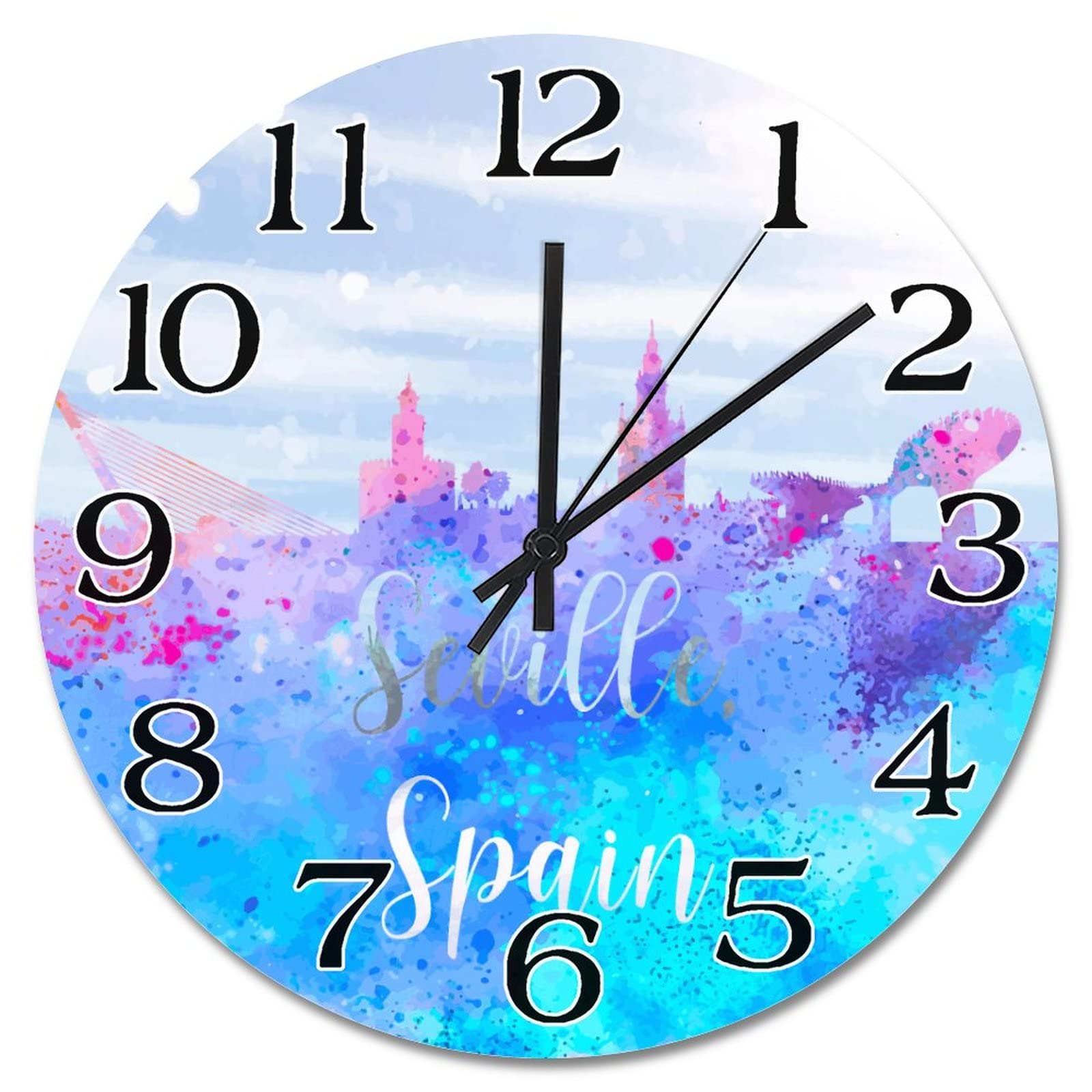 Horloge murale en bois Séville multicolore moderne 38 cm