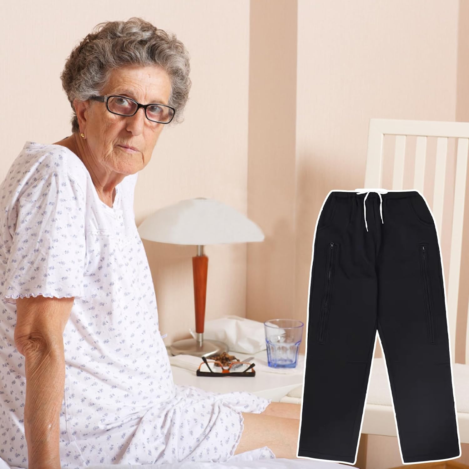 Catheter Pants for Men Women Thicken Warm Catheter Leg Bag Holder with Double Zippered Pockets Holding Two 2000ml Bag for Nephrostomy Cystostomy Supplies Without Leg XL