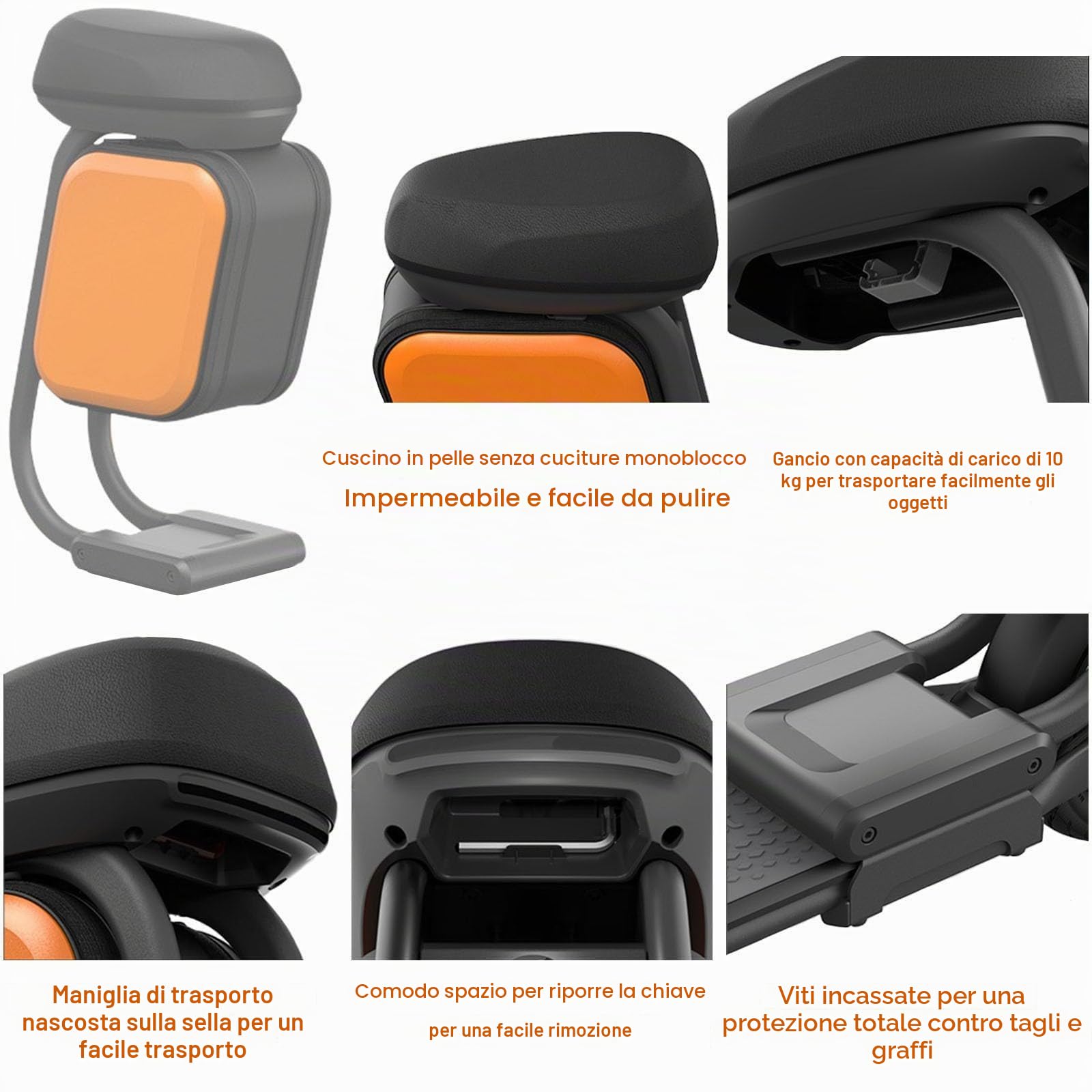 Sedile per scooter elettrico, compatibile con gli scooter Segway Ninebot ZT3 Pro, cuscini morbidi rinforzati con ampio vano portaoggetti da 10L