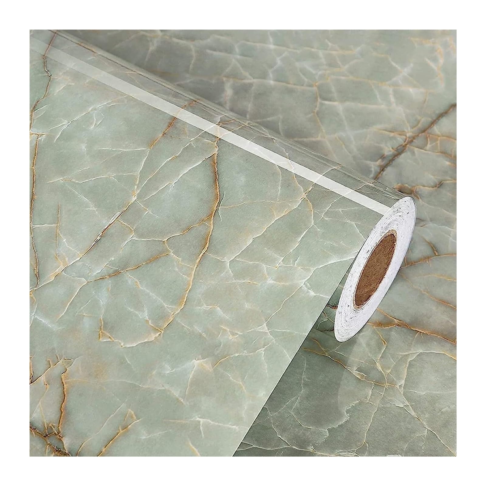 FOELANNE Back Self Adhesive Wallpaper, Green Marble Vinyl Contact Paper 40cmx100-1000cm Self-Adhesive Removable(40cmx200cm)