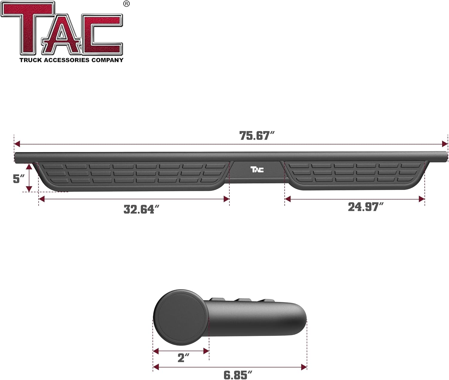 TAC Summit Running Boards Compatible with 2024-2026 Toyota Tacoma Double Cab| Side Steps| Nerf Bars| Step Rails| Pickup Truck Off-Road Exterior Accessories| Fine Texture Black (2pcs)