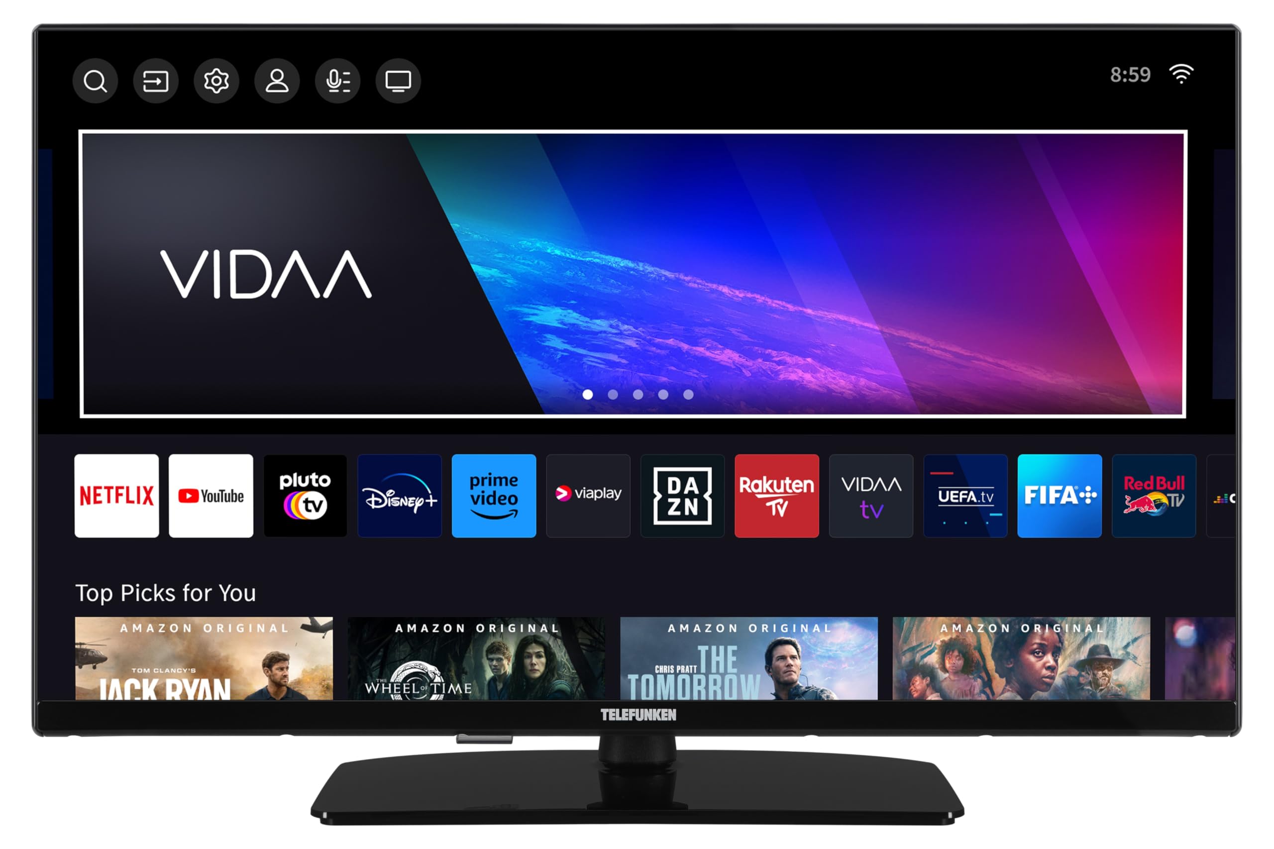 TELEFUNKEN Fernseher 32 Zoll Smart TV VIDAA XF32VP750M Full HD Fernseher, HDR TV mit integriertem Triple-Tuner, LED TV schwarz