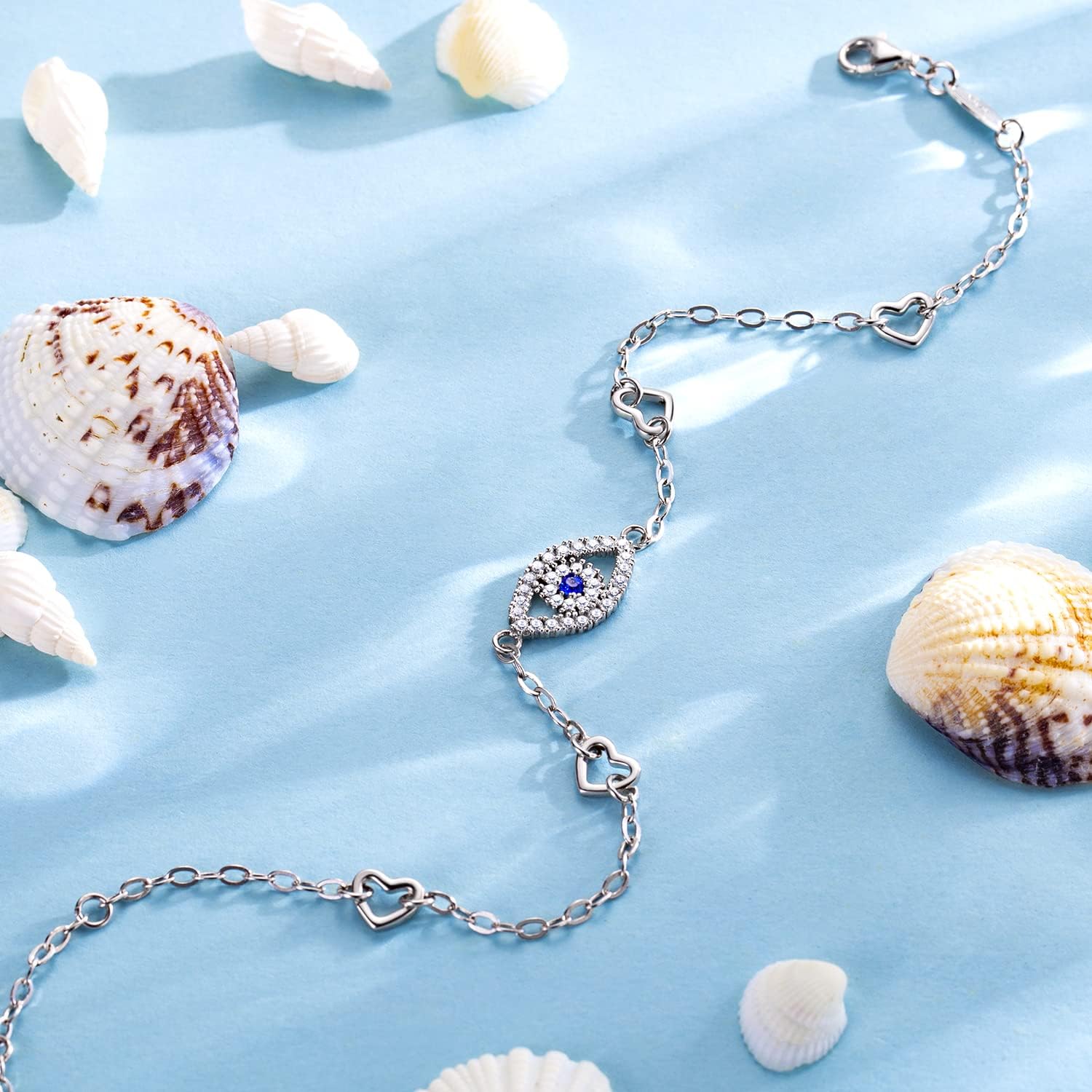 Evil Eyes Anklets for Women 925 Sterling Silver Ankle Bracelets for Women Adjustable Womens Ankle Bracelet - Image 2