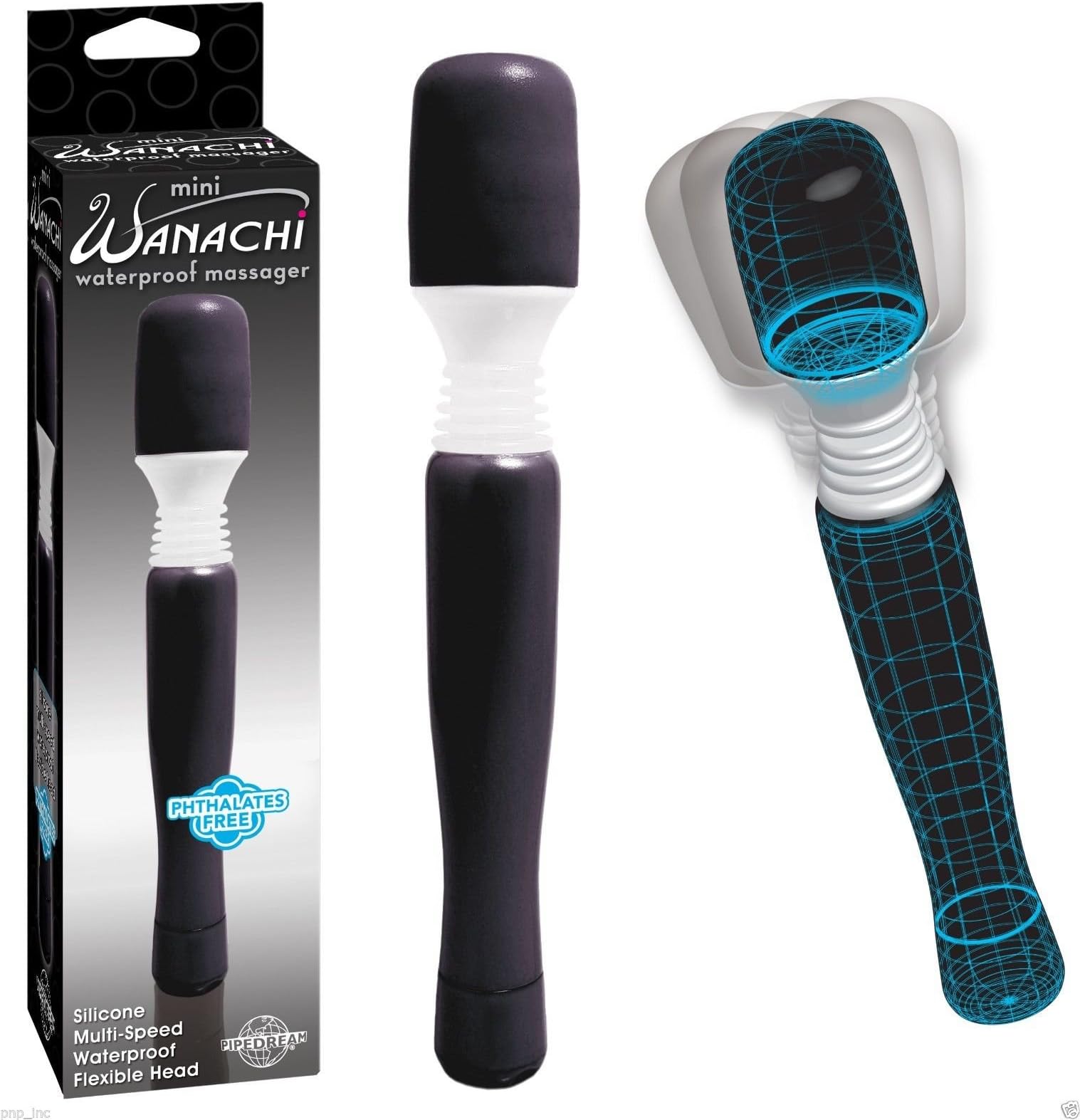 Mini Wanachi Vibrating Massager Cordless Massage Wand Full Body Waterproof-Black