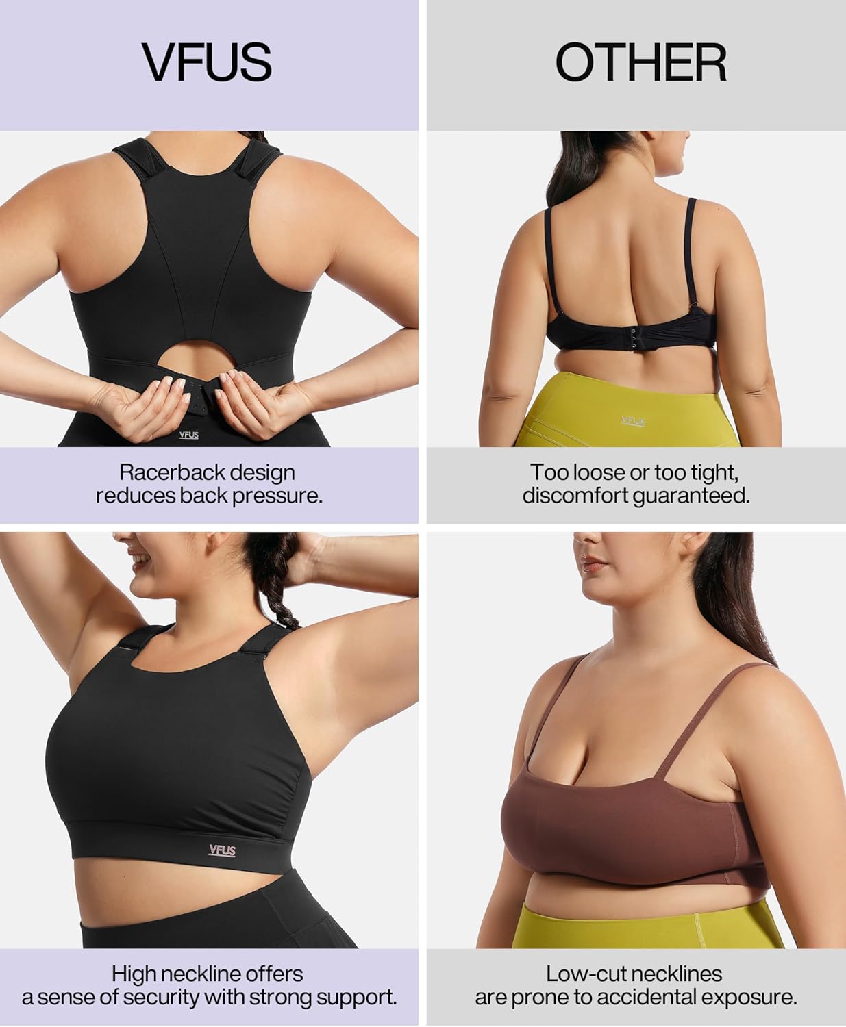 Plus Size Sports Bras Medium-High Support Adjustable Racerback High Neck Wireless Everyday Workout Running Bra for Women - Image 5