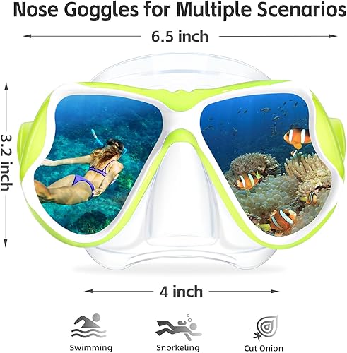 Miniatura 5 de Freela Gafas de natación con cubierta para la nariz, gafas de natación para adultos, máscara de buceo con visión clara de 180  para piscina y playa