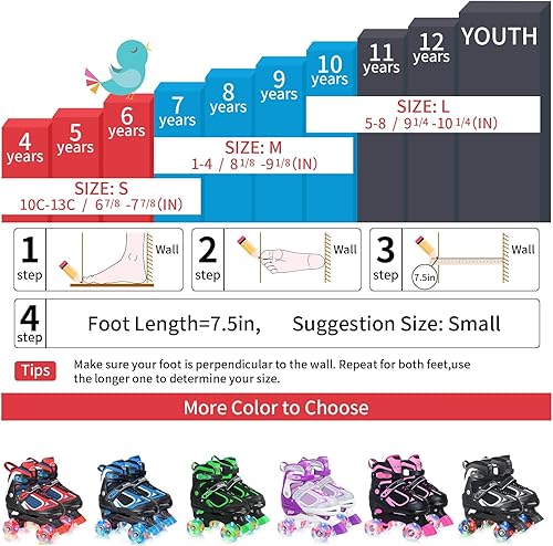 Miniatura 27 de Nattork Patines de ruedas para niños y niñas, 4 tamaños ajustables con todas las ruedas iluminadas, regalo de cumpleaños para deportes en interiores