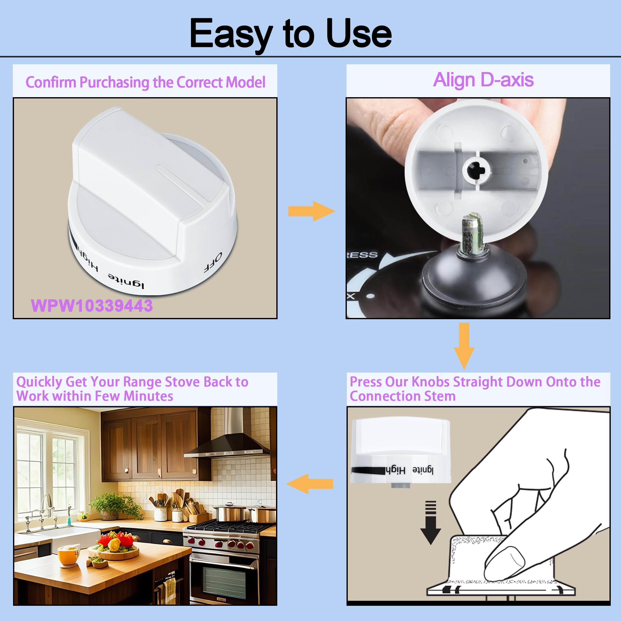 WPW10339443 - Manopola Di Ricambio Per Forno A Gas, Per Piano - Foto 4