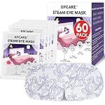 XPCARE 60 Pack Steam Eye Masks for Dry Eyes, Self Heated Steam Warm Eye Mask, Disposable Heated Eye Mask for Dark Circles, Puffy Eyes, Relief Stress Eye Fatigue (Unscented)