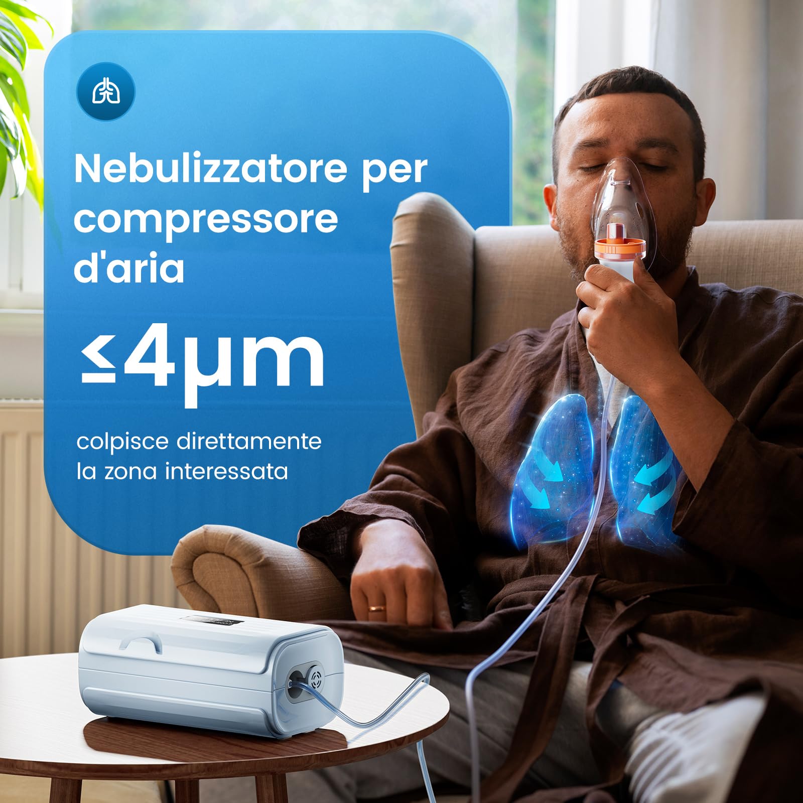 Aerosol Nebulizzatore A Compressore - Areosol per Bambini ed Adulti, Boccaglio E Maschera, Allevia Efficacemente le Malattie Sistemiche, Velocità di Atomizzazione Regolabile