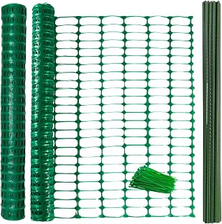 2 Pack 100Ft Garden Fence Roll – Green Plastic Mesh Barrier for Pets Animals, 48" Steel Stakes and Zip Ties Included, Cuttable Safety Fence for Yard Farm Pool Orchard