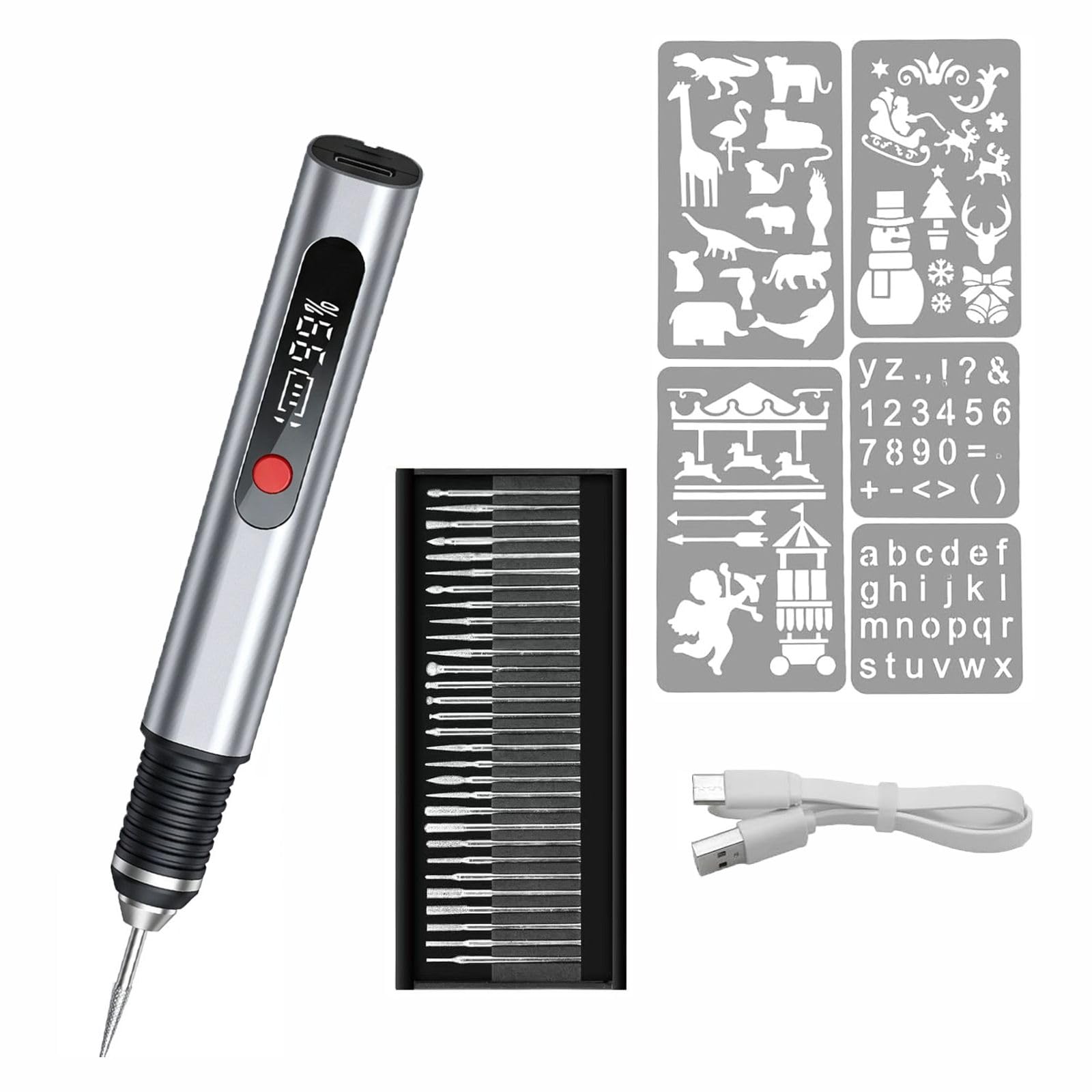 Befun Electric Engraving Tool Kit, USB Cordless Rechargeable with 30 Bits