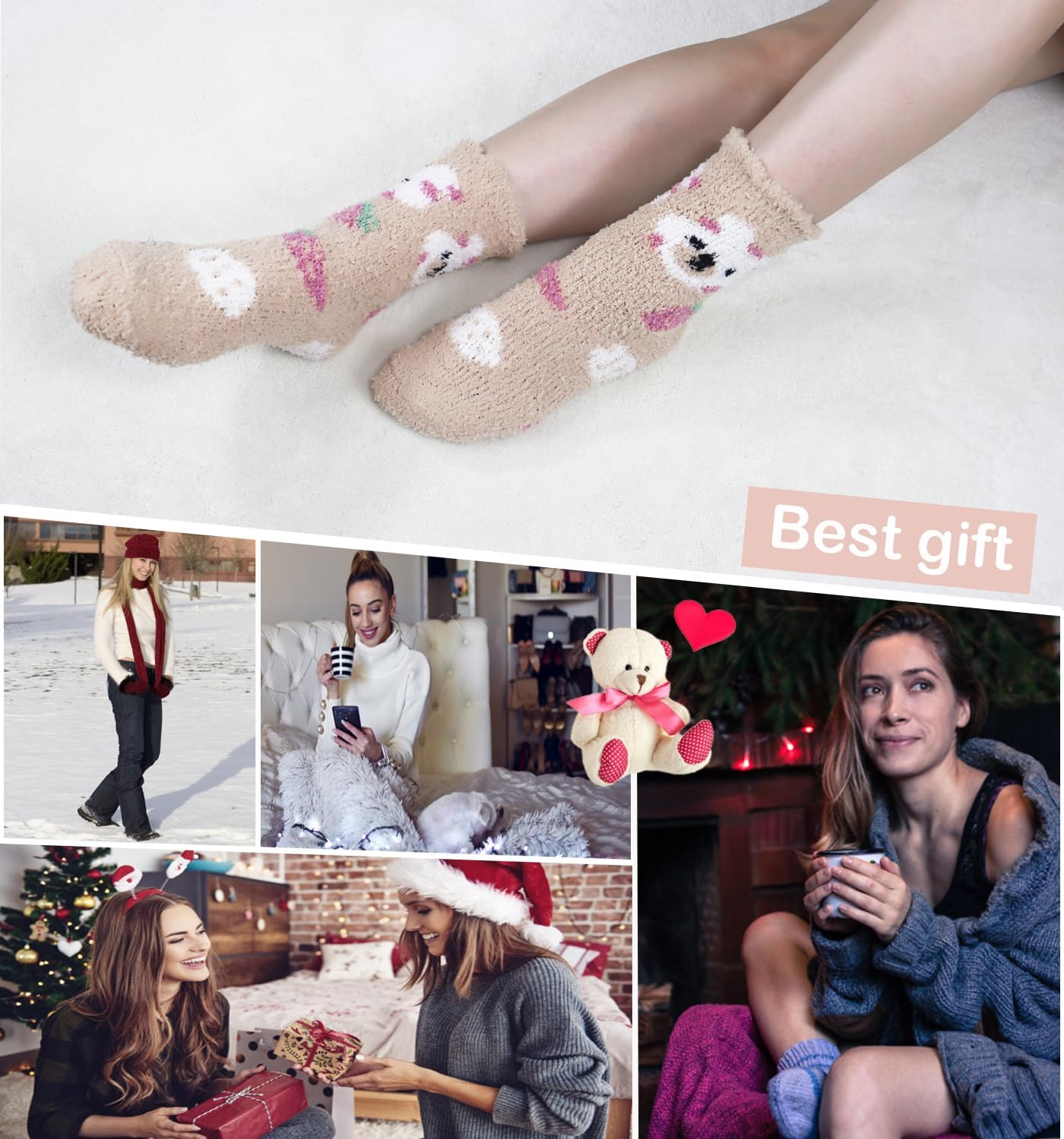 Fuzzy Socks for Women, Cozy Warm Fluffy Slipper Socks Plush Winter Socks for Gifts & Stocking Stuffers, No Shedding - Image 2