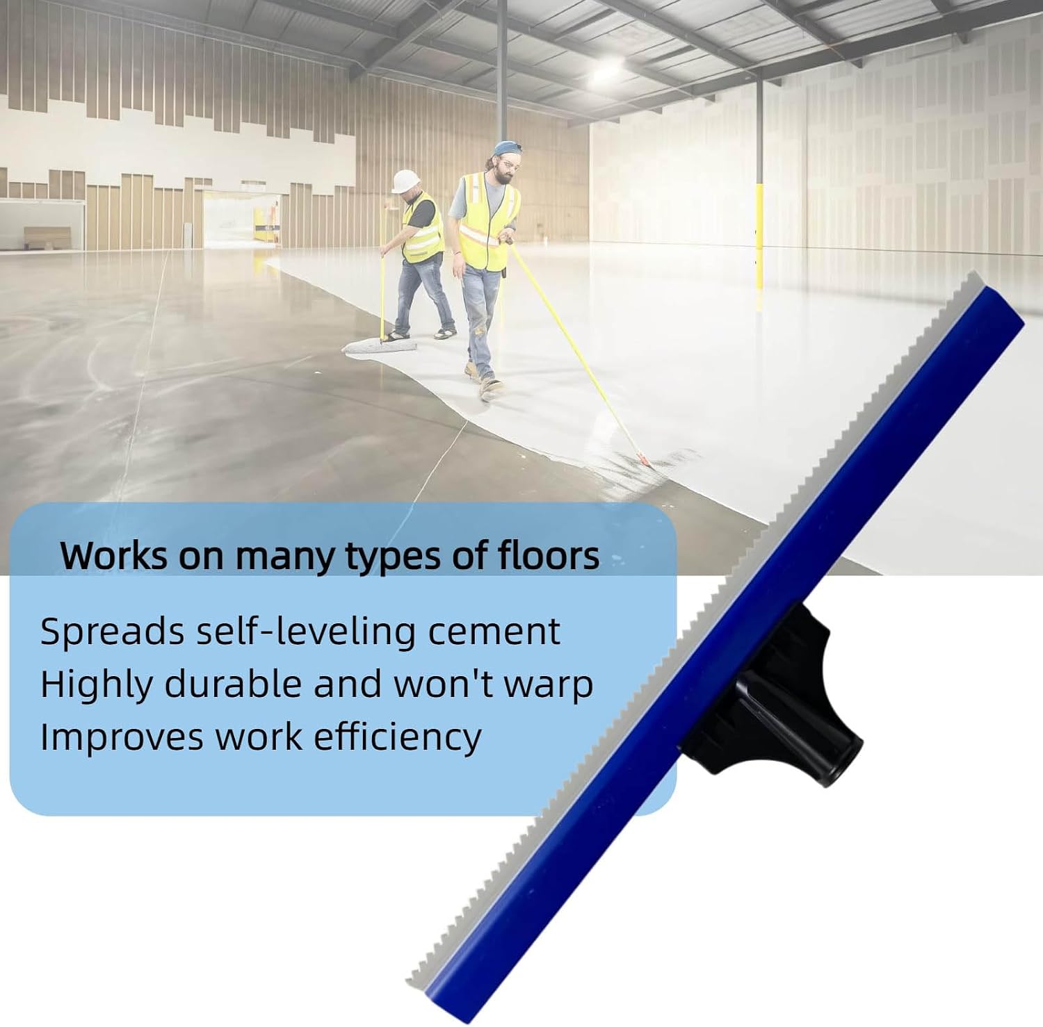 16 Inch Teeth Notched Squeegee, Epoxy Squeegee for Self Leveling Cement Urethane Epoxy Floor Tools