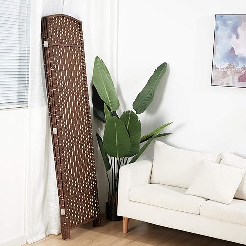 Miniatura 4 de Cocosica Divisor de habitación de fibra tejida, pantalla de privacidad plegable de fibra natural con doble tejido de diamante y separador de