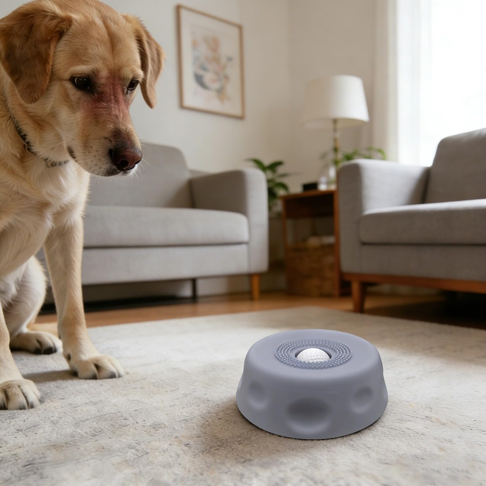 Silikon-Slow-Feeder-Hundenapf, Grauer Leckspielzeug-Napf mit Mittelsteg, Futterspender für flüssige Snacks, Rutschfester Boden, tragbares Design für Mahlzeiten zu Hause und draußen