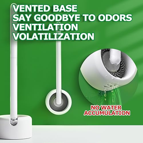 Miniatura 5 de FORASTO Paquete de 2 cepillos y soporte de inodoro, cabezal de cepillo giratorio para limpieza profunda, limpiador de inodoro de silicona,