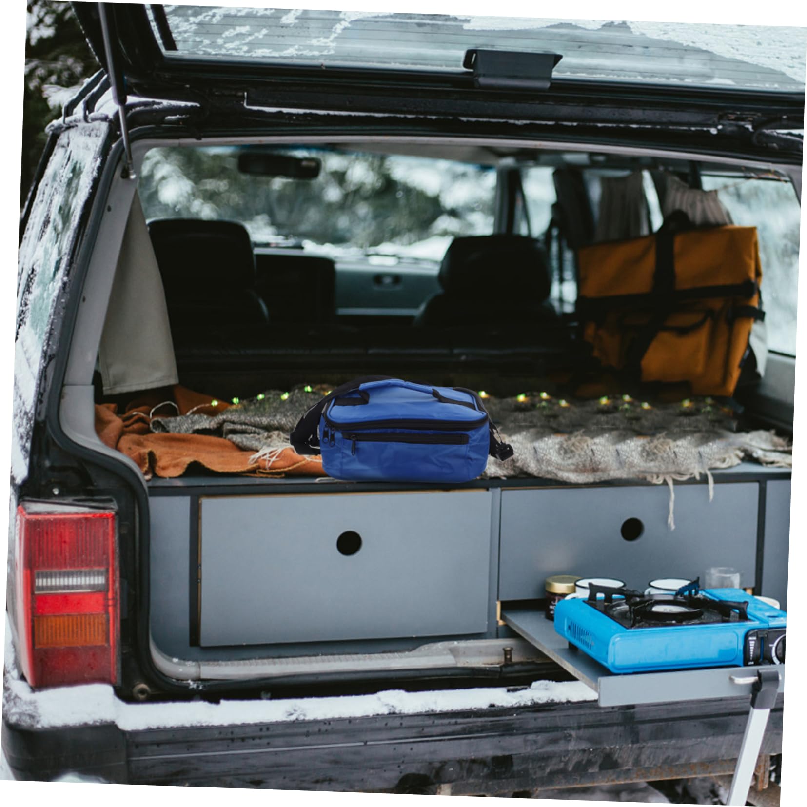 Luxshiny Bolsa Térmica para Almuerzo y Calefacción 12v Coche, Tamaño Compacto, Oxford Resistente, Calentador Eléctrico Uniforme, para Viajes y Oficina, Bolsa Aislante Portátil Azul