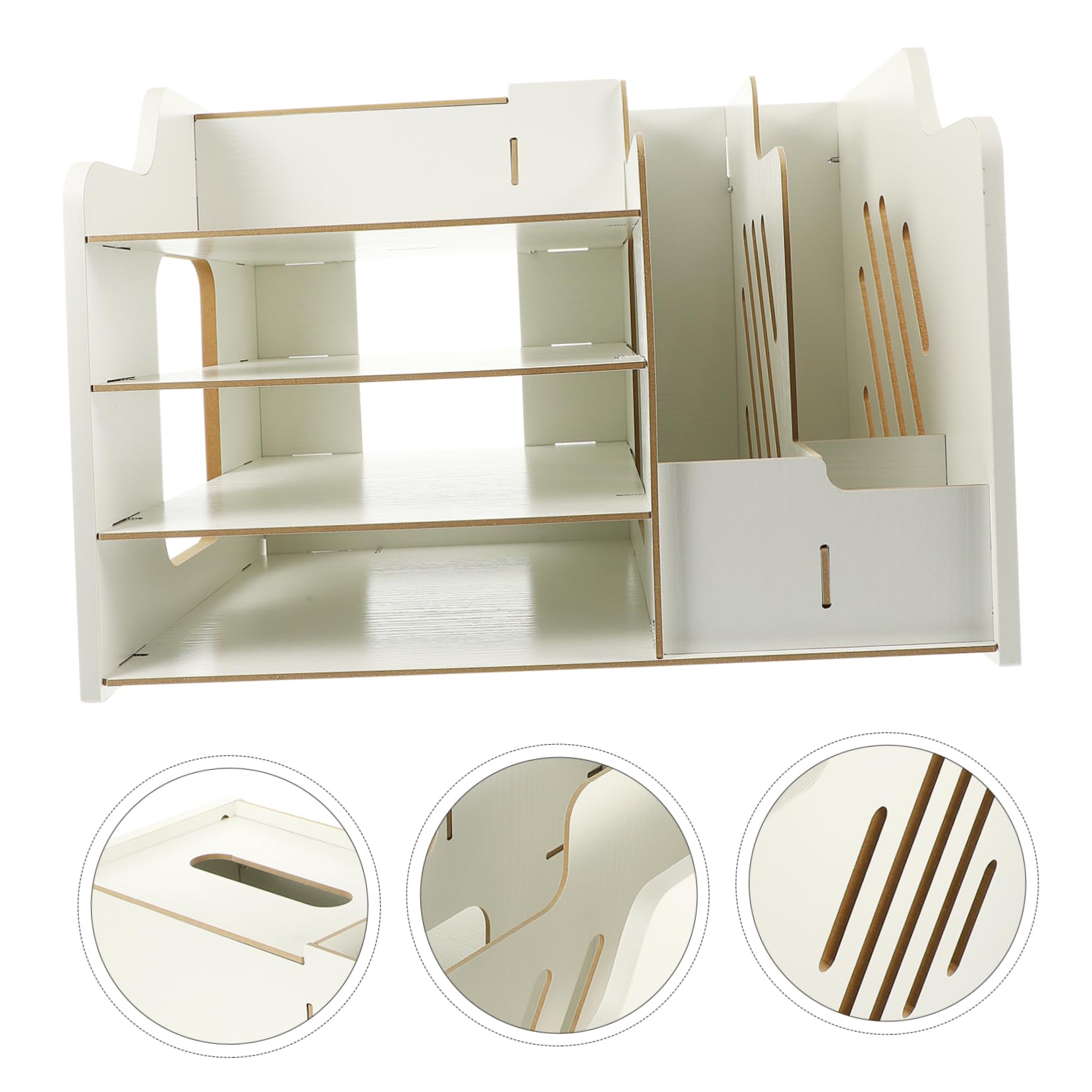 Organizador de Escritorio Multiusos Cajón, Tablero de Densidad Blanco | Compartimentos Versátiles y Diseño Moderno, Decoracion Colegio, para Mesa de Profesores y Aula Escolar