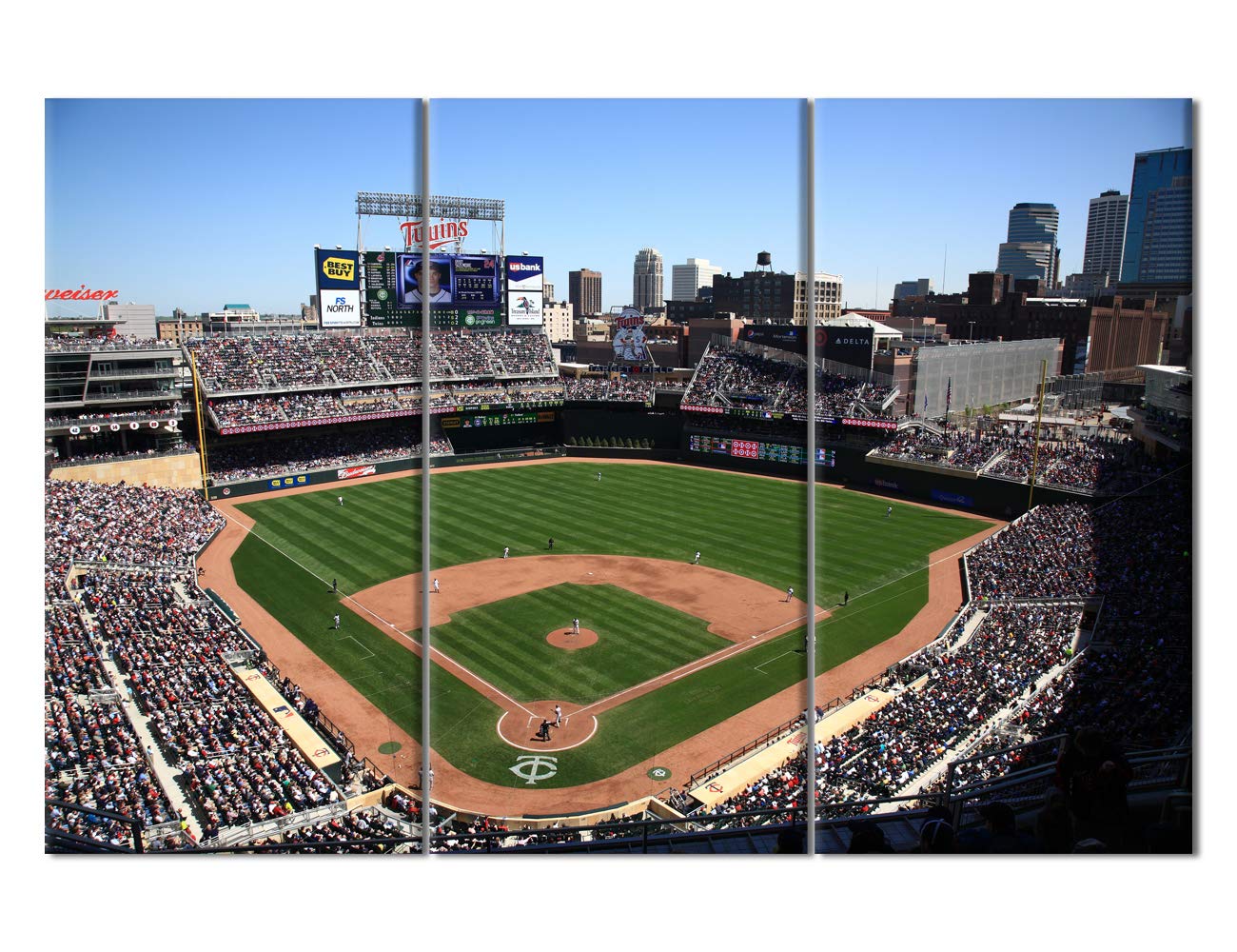 Sports Stadiums Canvas Prints 3 Panels Target Field Painting Poster Baseball Wall Art Picture Decor for Living Room Bedroom Kitchen Office Home