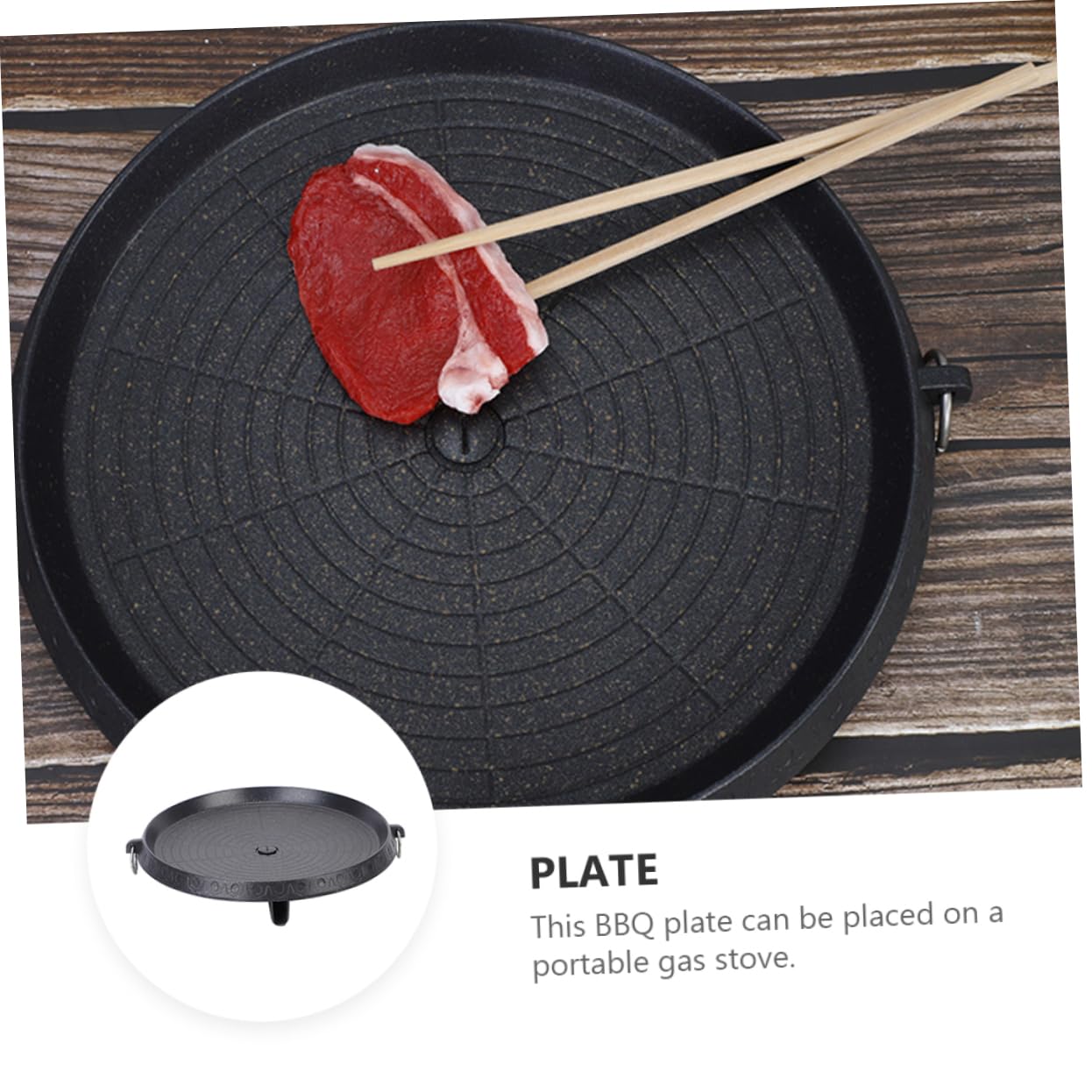 Padella Grill Antiaderente Rotonda in Ferro Nero per Barbecue All'aperto, Facile da Trasportare e Compatta, per Arrostire in Giardino