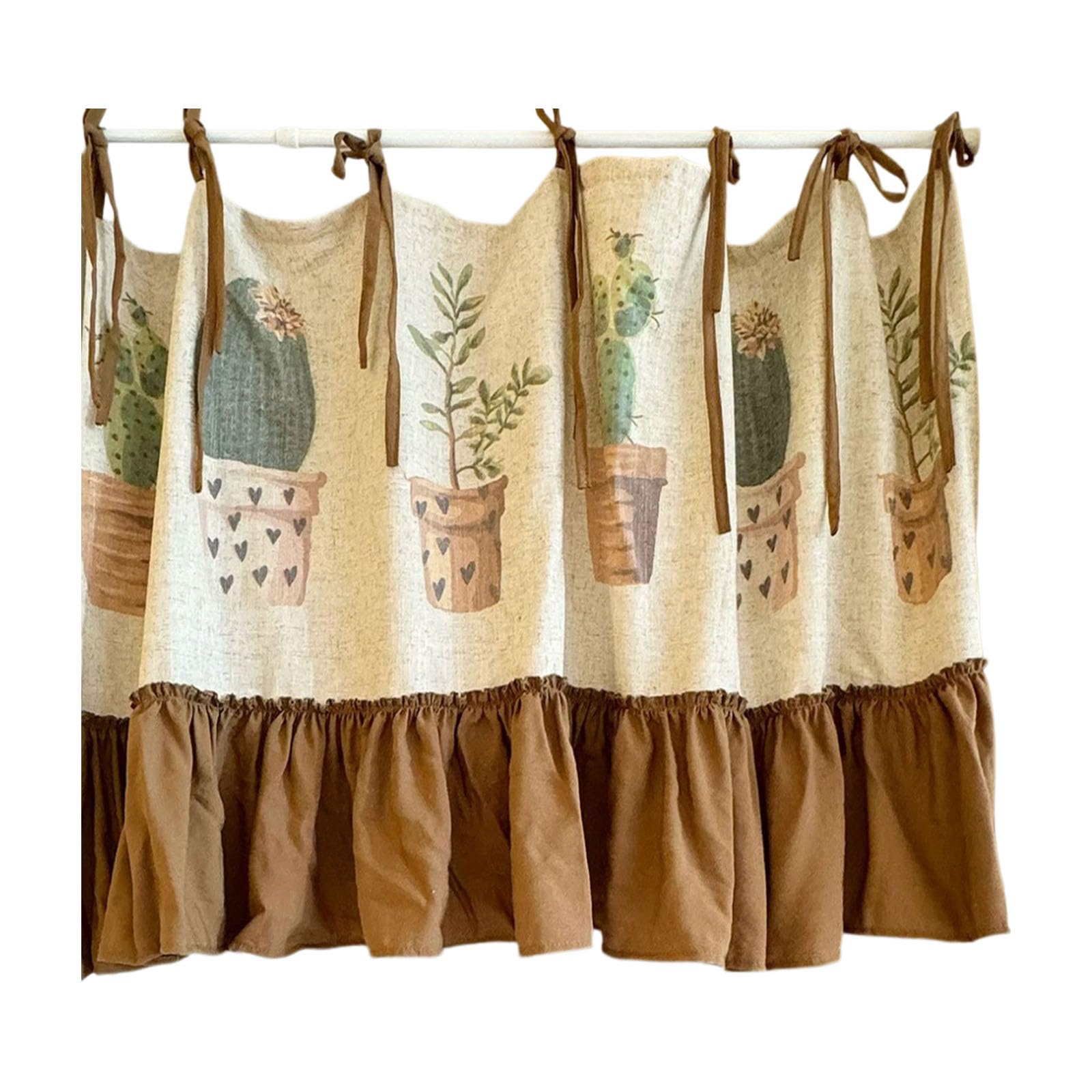 Tsophreniq Farmhouses Cafes Plant Pattern Drapery Soft Fabric Short Curtain Kitchen Door Valance Room Divider for Home Decors Washable Curtain