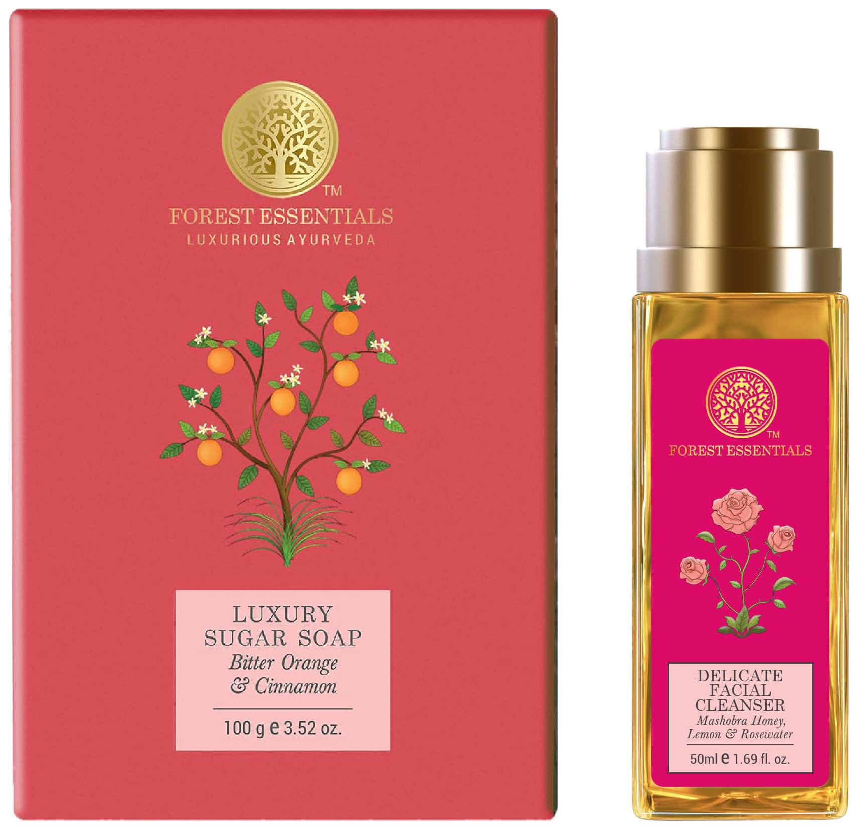 Forest Essentials Luxury Sugar Soap Bitter Orange & Cinnamon Ayurvedic & Forest Essentials Delicate Facial Cleanser Mashobra Honey Combo-image-44