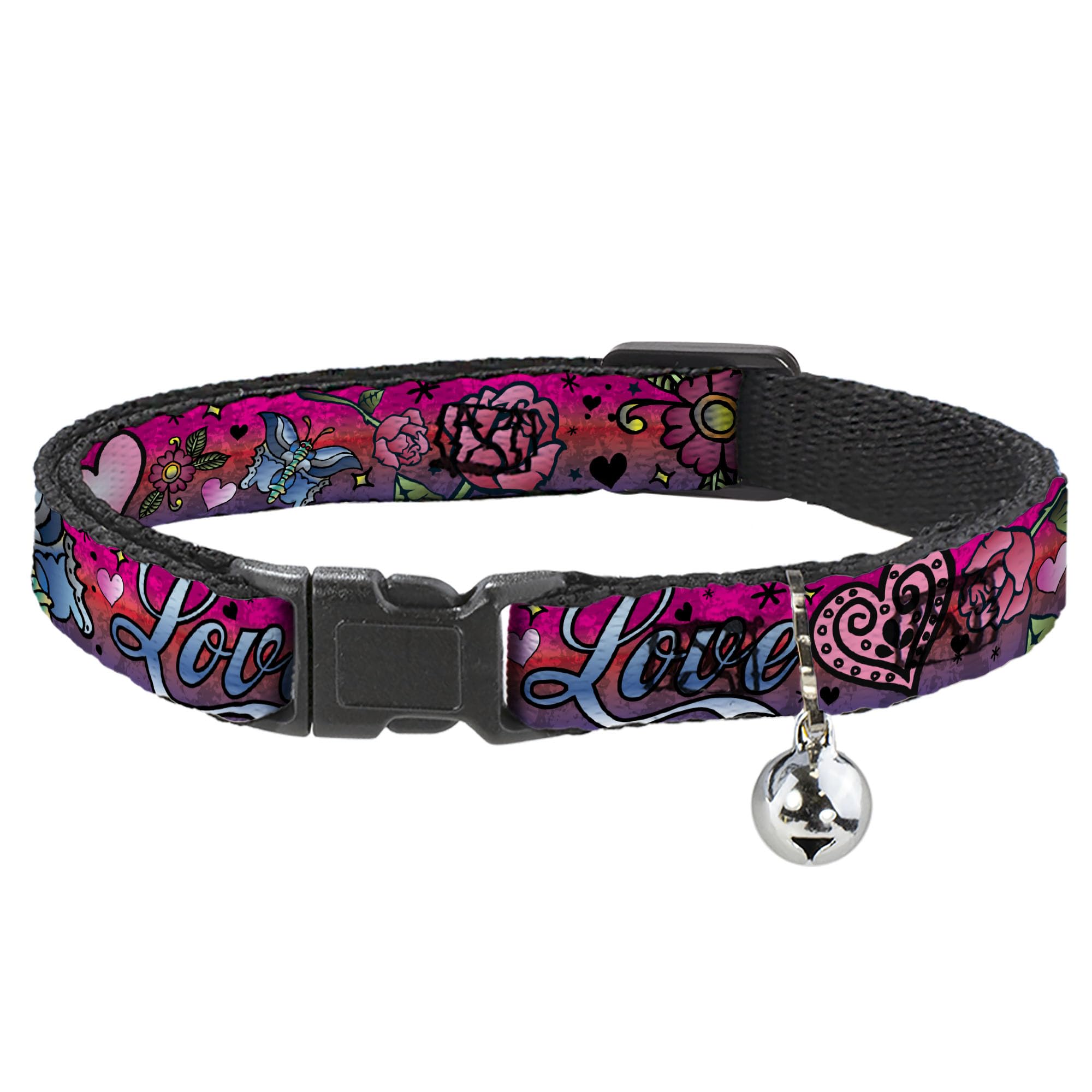 Collar de gato de 8 a 12 pulgadas ajustable rosa Love Love de 0.5