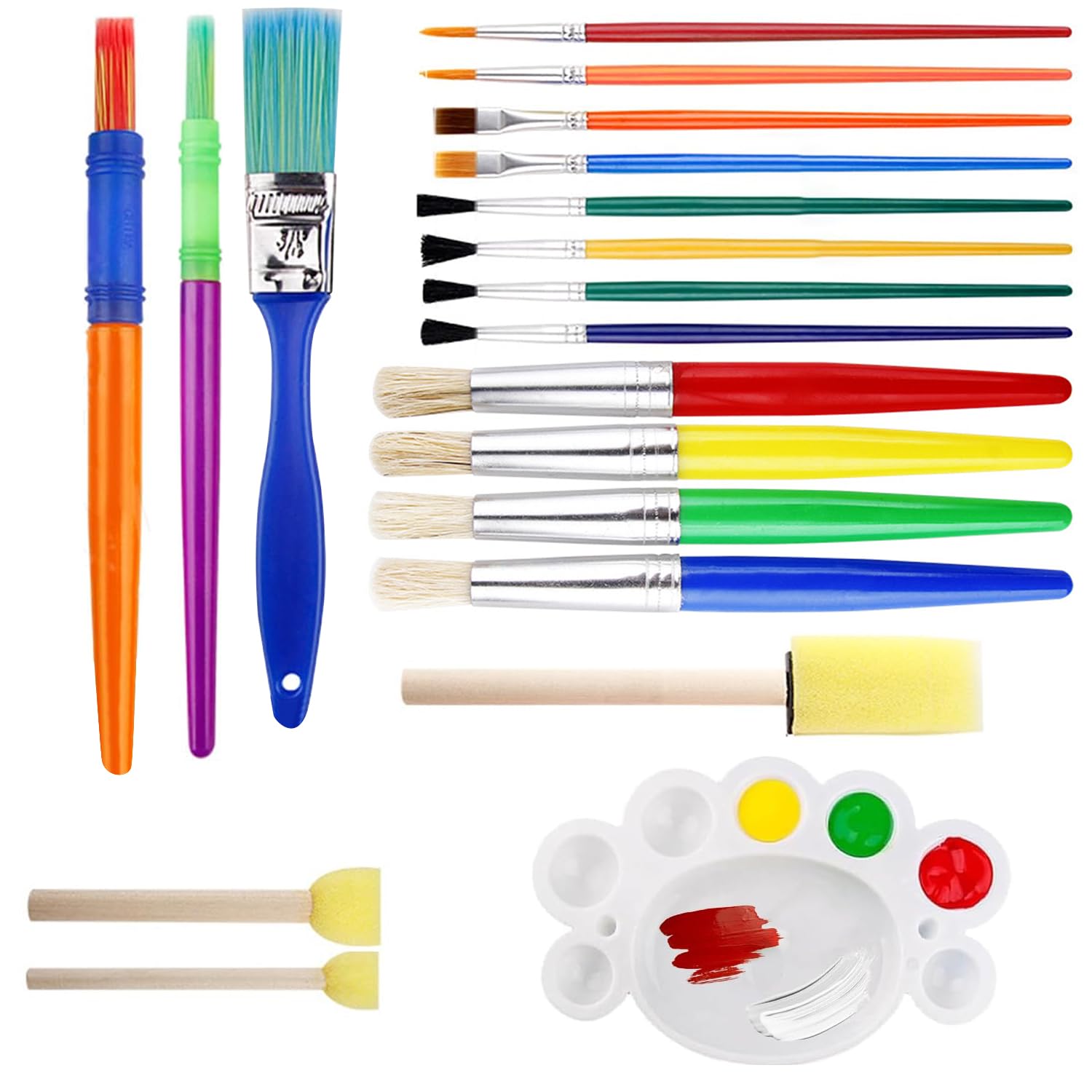 26-Piece Art Brush Collection, Assorted Shapes & Colors for Creative Painting
