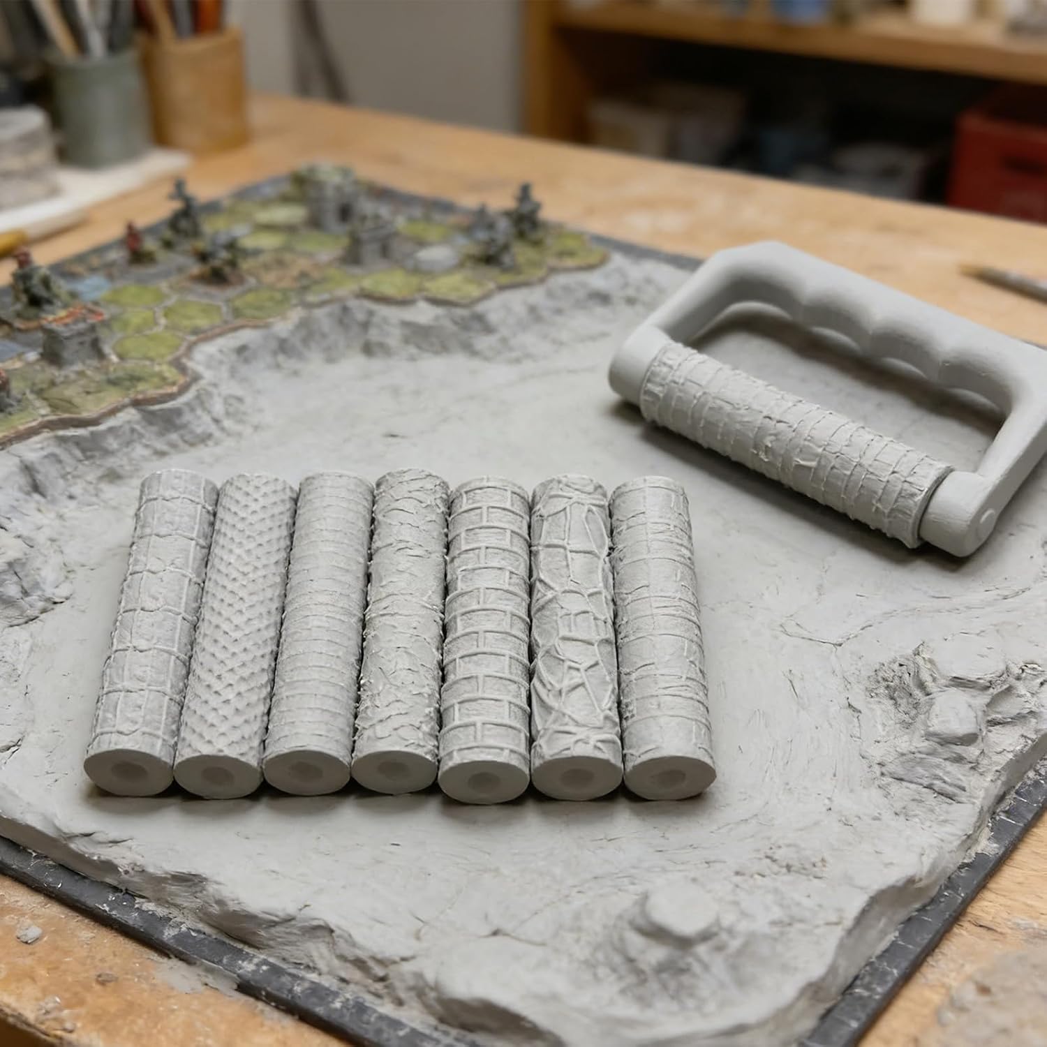 of 9 Sculpting Tools with 8 Unique Pattern & for Tabletop Scenery Making Clay Modeling Roller
