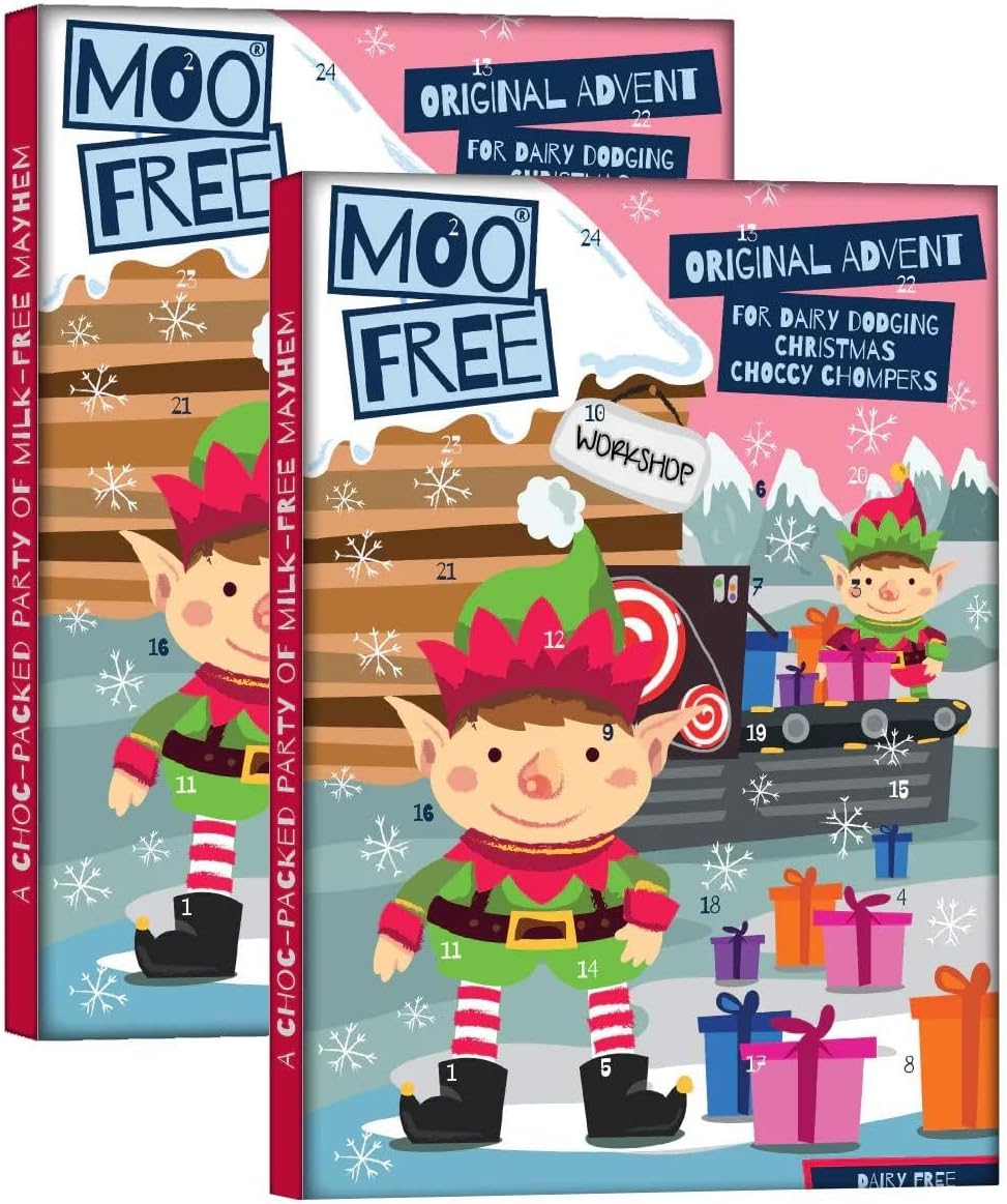 X2 Moo Free Original Milk Chocolate Advent Calendar Gluten Dairy Free Christmas