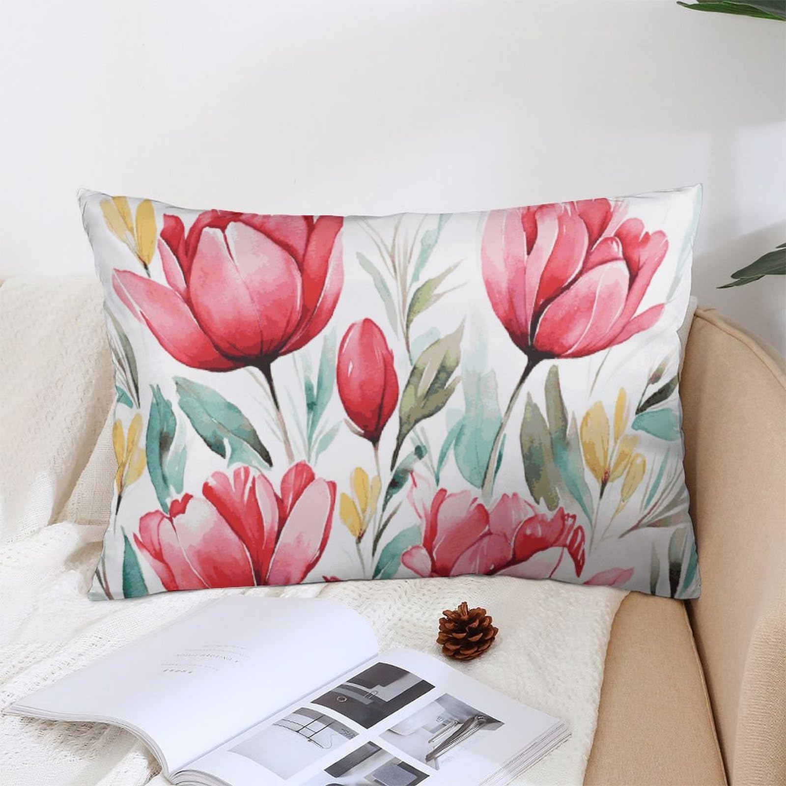 NTVOWPZO Decoration Throw Pillow Covers 12 "x20 Pillowcases Covers Flower Soft Pillowcases Modern Farmhouse Home Decor Sofa Cushions Covers for Couch Bed Living Room