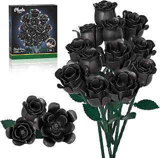 JAKI 12 Roses Bouquet Building Set with Heart-Shaped Gift Box Base, 528PCS Gothic Matte Roses Artificial Flower Building Blocks, Gift for Christmas,Valentines, Home Office Decor for Adults Women Girls