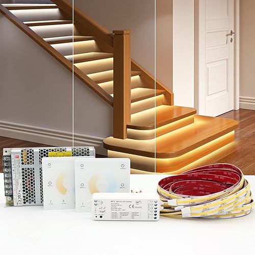KOMIGAN KMG-6589 - Juego completo de iluminación LED inteligente para escaleras, 40 pulgadas de longitud, ajustable, ajustable, adecuada para