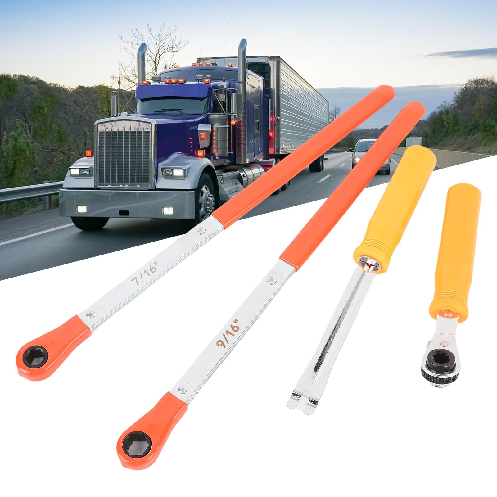 Buachois 4Pcs Automatic Slack Adjuster Wrench Set, 7/16in & 9/16in