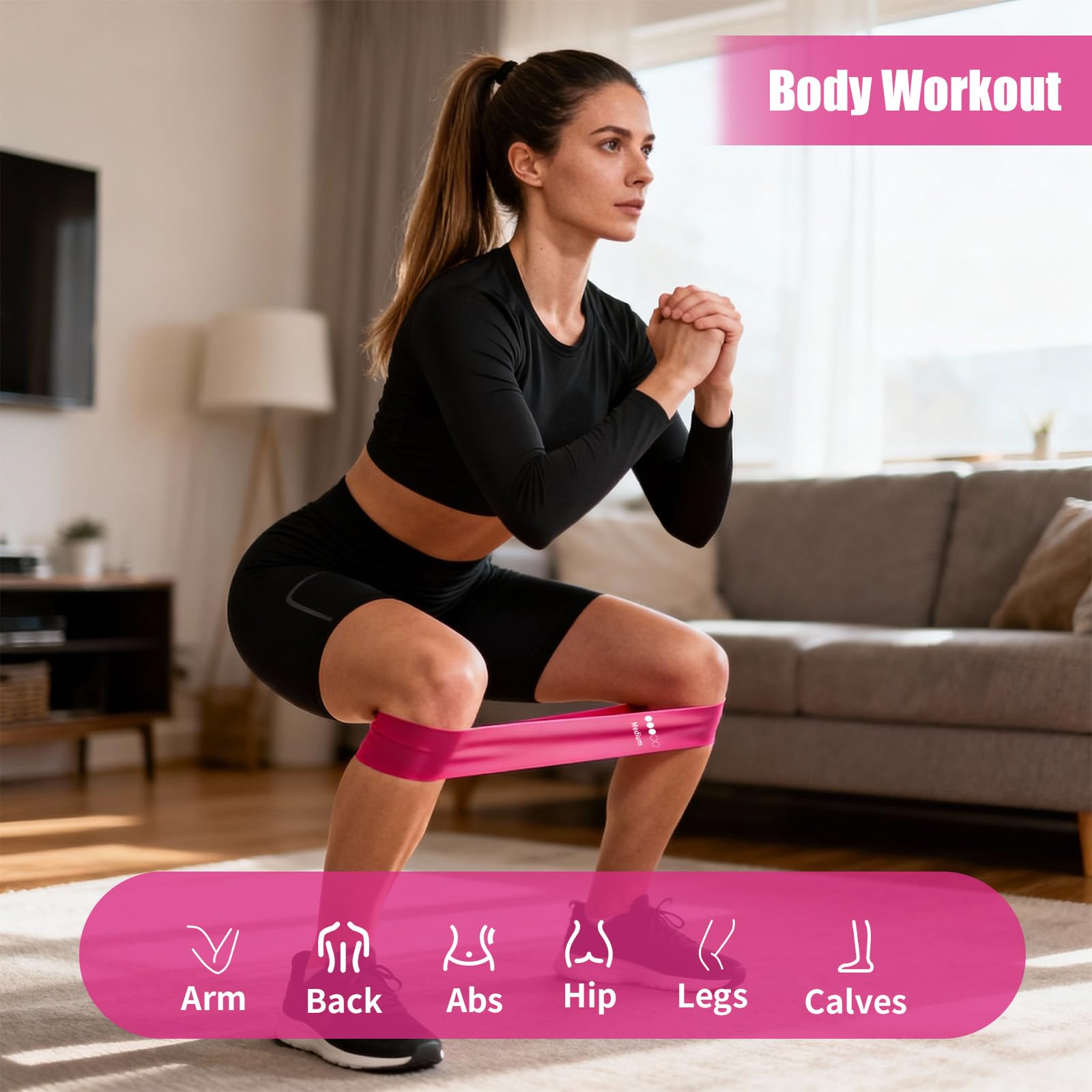 Widerstandsbänder-Set mit 5 verschiedenen Stärken, elastische Dehnbänder mit Anleitung & Tragetasche für Yoga, Pilates und Heimfitness-Training