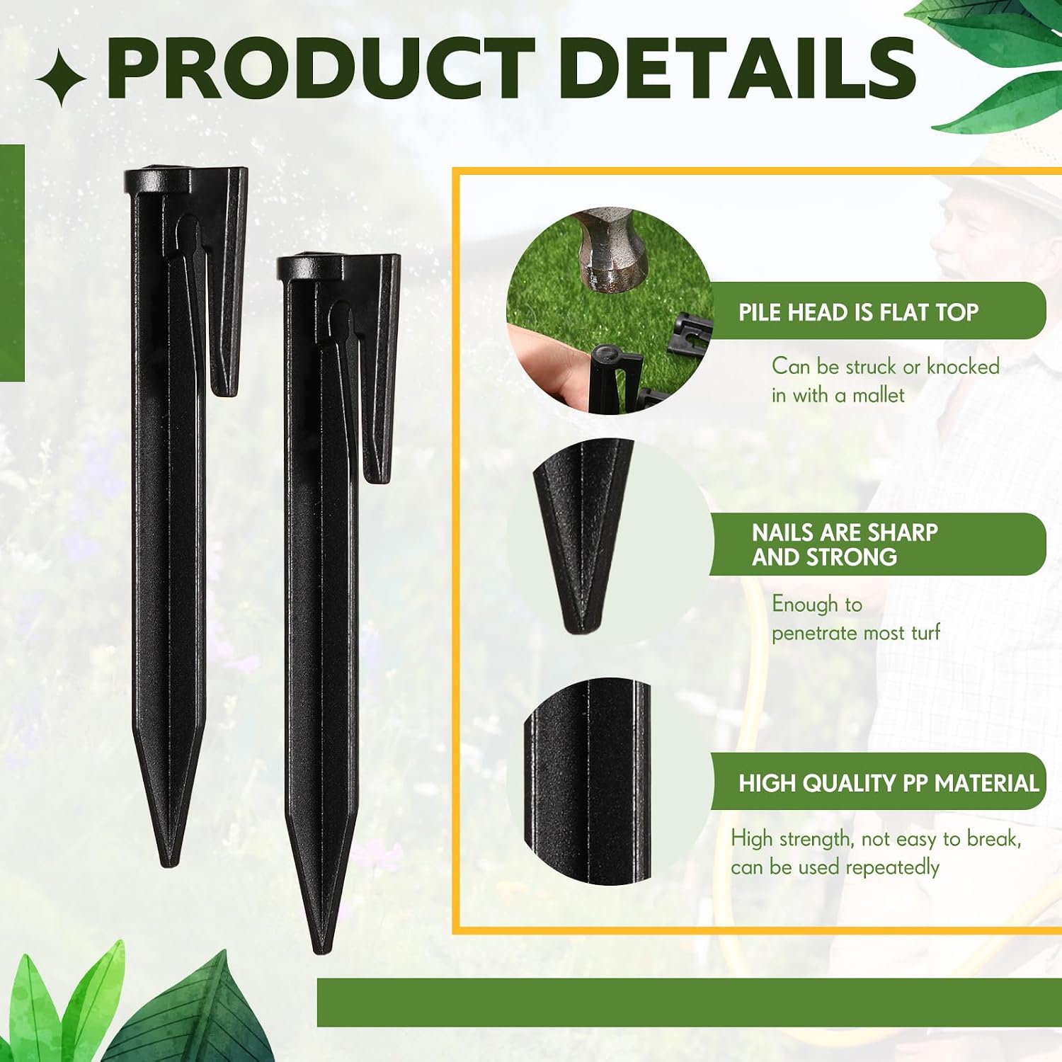 Wenqik 300 Count 3.3‘' Plastic Boundary Wire Stakes Lawn Pegs