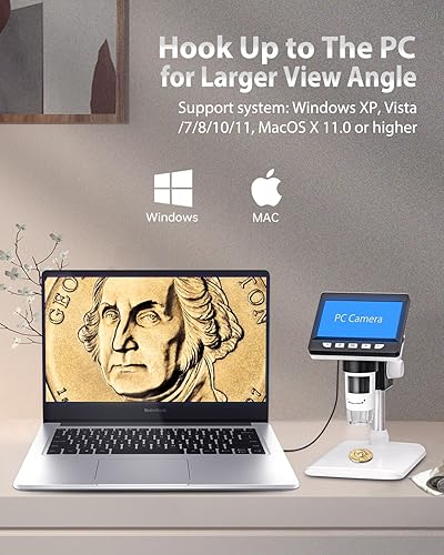 Miniatura 7 de Aopick Microscopio de la cámara, microscopio digital de la moneda para adultos y niños - Microscopio con 8 LED, compatible con iPhone y Andorid