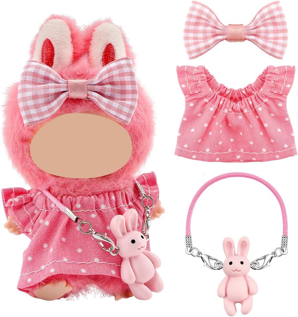 WALLFID 10cm Blind Box Figure Clothing Set,Accessories Compatible with Pin for Love Mini Figure,Display-Oriented Design for Collection,Photography and Decoration,Figure Not Included (Black Dots)