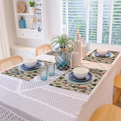 Miniatura 8 de Juego de 4 manteles individuales modernos con diseño de árbol de Navidad, lavables, impermeables, para decoración de mesa de comedor, 18 x 12