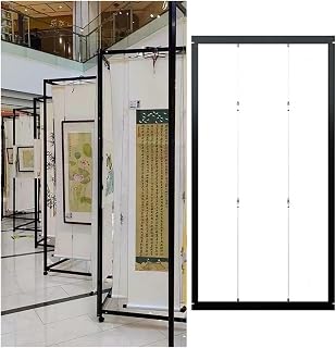 Metal Advertising Shelf Rack Billboard, Movable Folding Display Rack For Painting Exhibition, Freestanding Display Racks, Multi-fold Poster Stand(3pcs,100x220(39.4x86.6in))