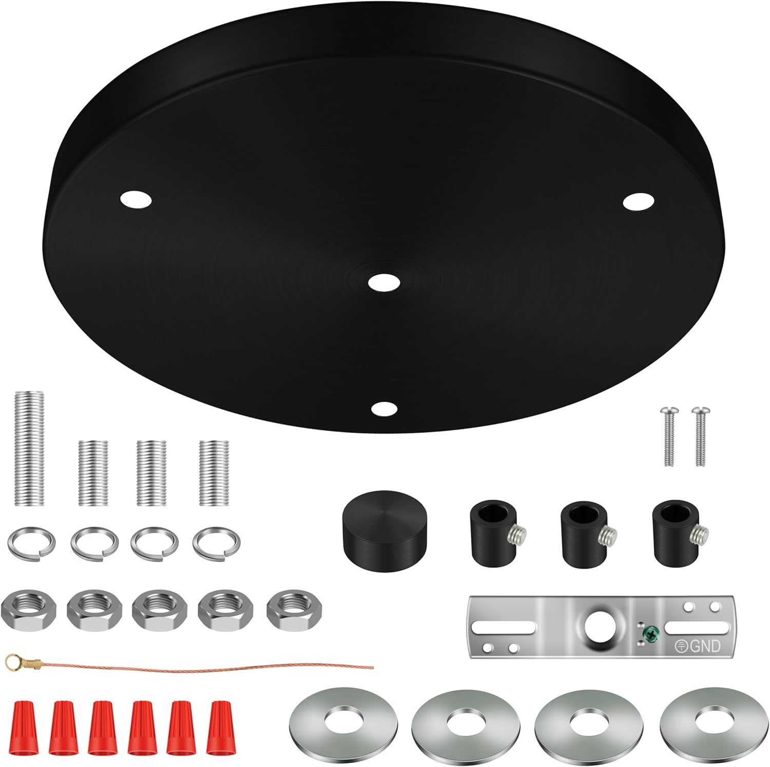10 Inches Light Canopy Kit, Heavy Duty Replacement Ceiling Cover Plate & Mounting Hardware for 3-Light Cluster Pendant Lighting Fixture (Black)