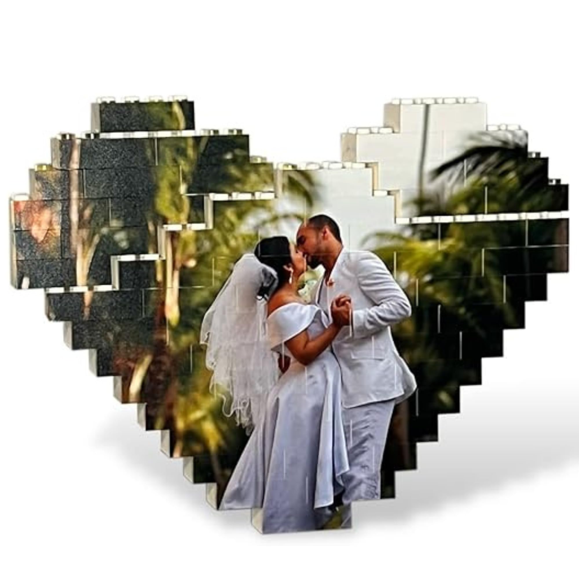 Brick Your PicCustom Heart Shaped Photo Brick - Unique Personalized Gift for Adults Couples Family - A Fun and Romantic Way to Save Your Memories