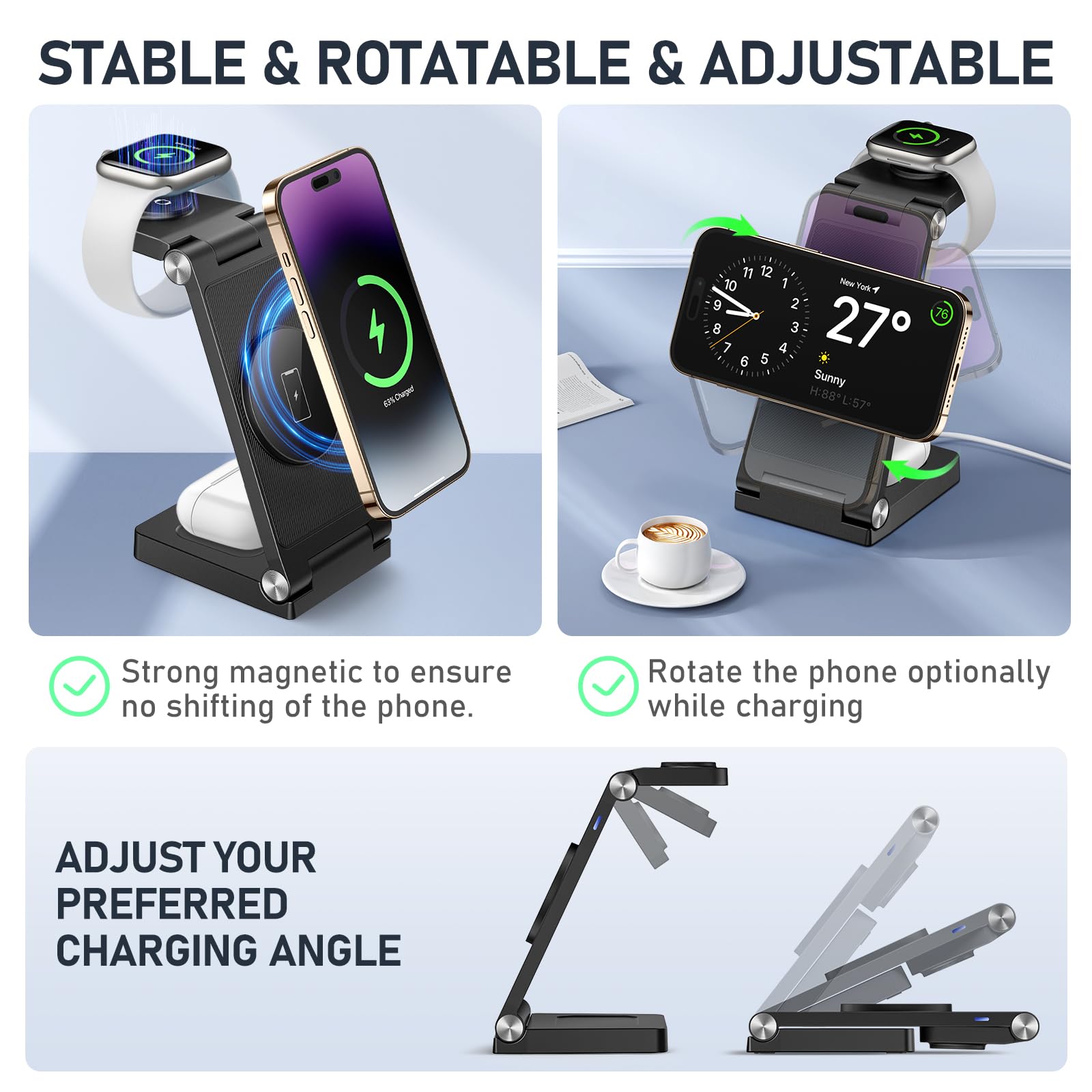 Amazon.com: Magnetic Wireless Charger Stand, 3 in 1 Foldable Amazon.com: Magnetic Wireless Charger Stand, 3 in 1 Foldable