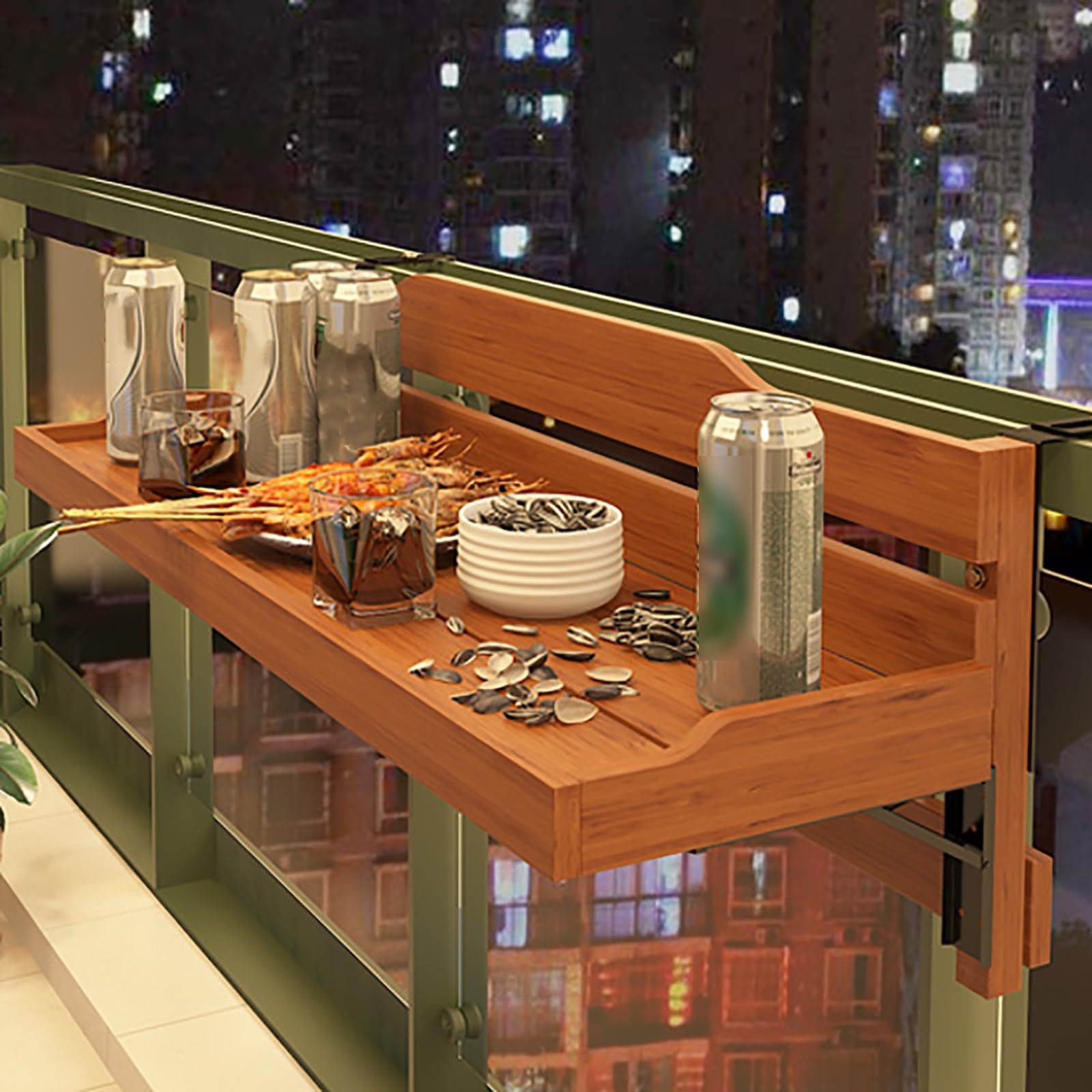 SXZenSpace Railing Table, Folding Balcony Hanging Table with Guardrail Rail Space Saving Deck for Patio Terrace Porch Backyard(120cm/47in)