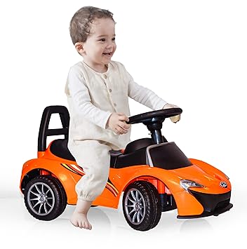 Tazomi Kids Tricycle, Push & Go Baby Rideon Car with Light & Sound Baby Cars for Baby boy or Baby Girl Kids trikes or Toddler Tricycle for 1-5 Years Kids (MLC Orange)