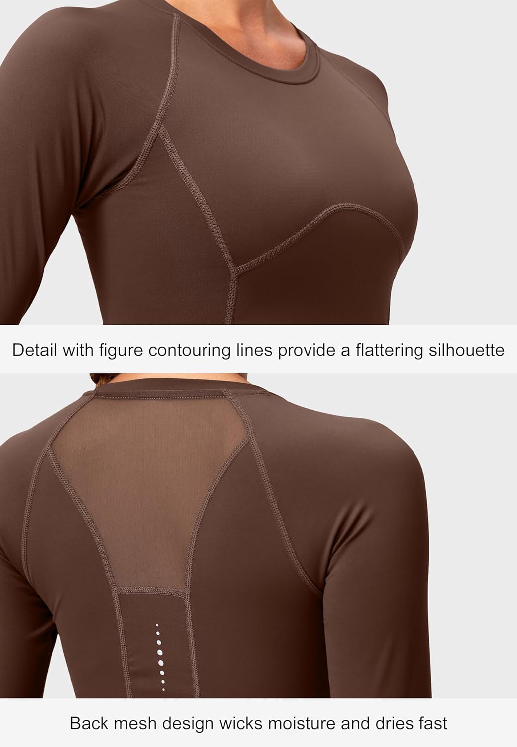 SANTINY Women's Long Sleeve Crop Workout Tops Slim Fit Gym Yoga Running Shirts for Women - Image 3