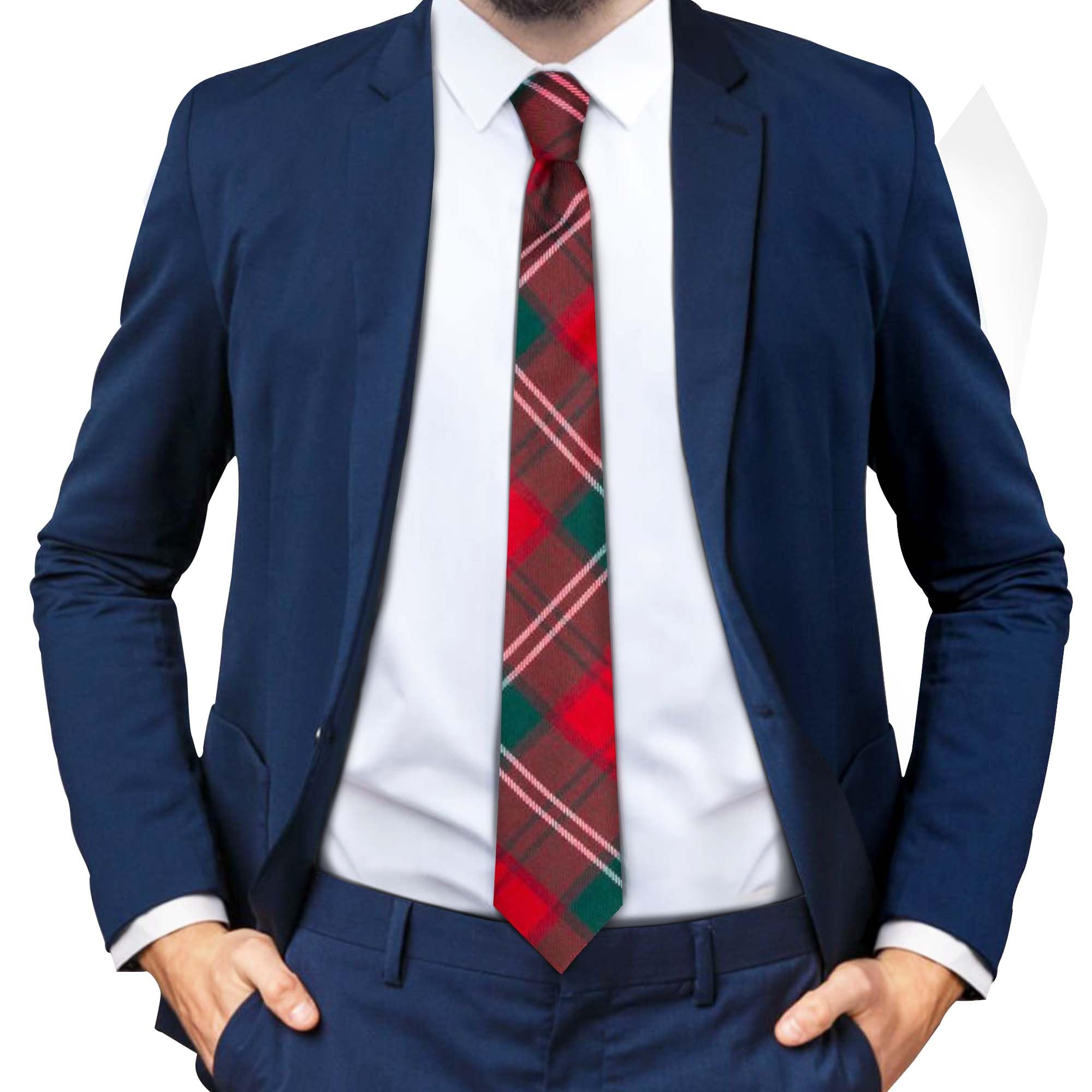 Braw Clans Tartans Men's Lennox Tartan Ties For Made In Scotland - 100% Wool - 3.15" Width Ties - Red Tie For - Scottish Tartan Valentines Day, Fathers Day, Wedding