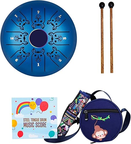 Miniatura 7 de Mini tambor de lengua de acero de 5.5 pulgadas, 8 notas C, tambor de mano de tecla C, tambor de tanque con patrón del zodiaco chino, instrumento de